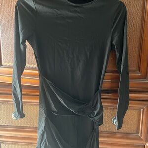 Black Long Sleeve Rouched Bodycon Dress with Knot Detail from SHEIN